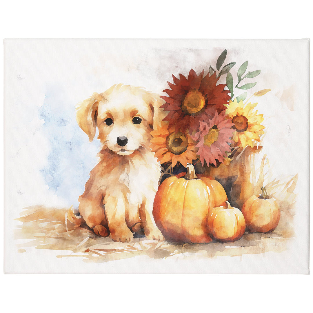 Puppy Pumpkins 17x13